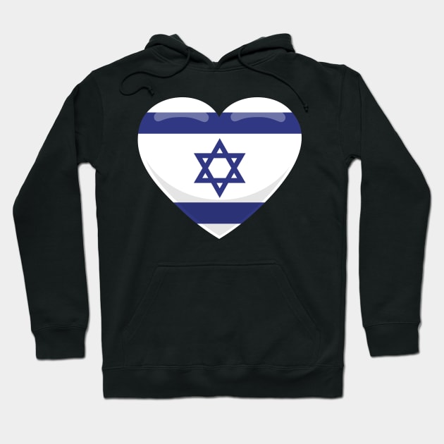 Israel Flag Heart Hoodie by SunburstGeo